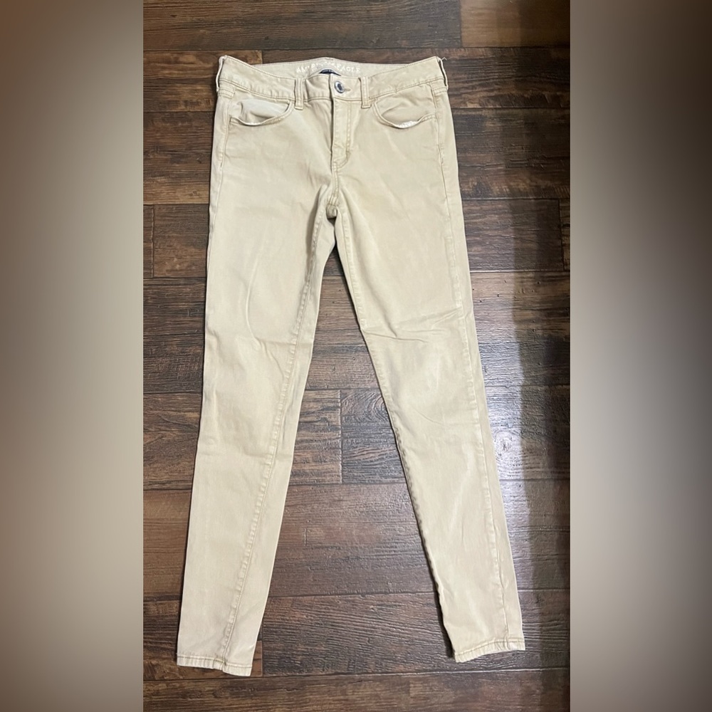 American eagle skinny jeans khaki size 8 long